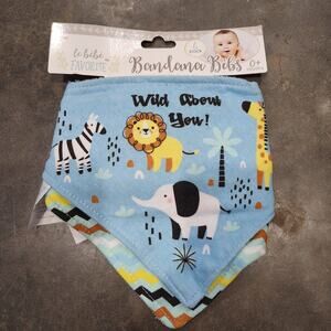 Le Bebe Favorite Bandana Baby Bibs 2 Pack Animals Shapes Lion Teething Feeding